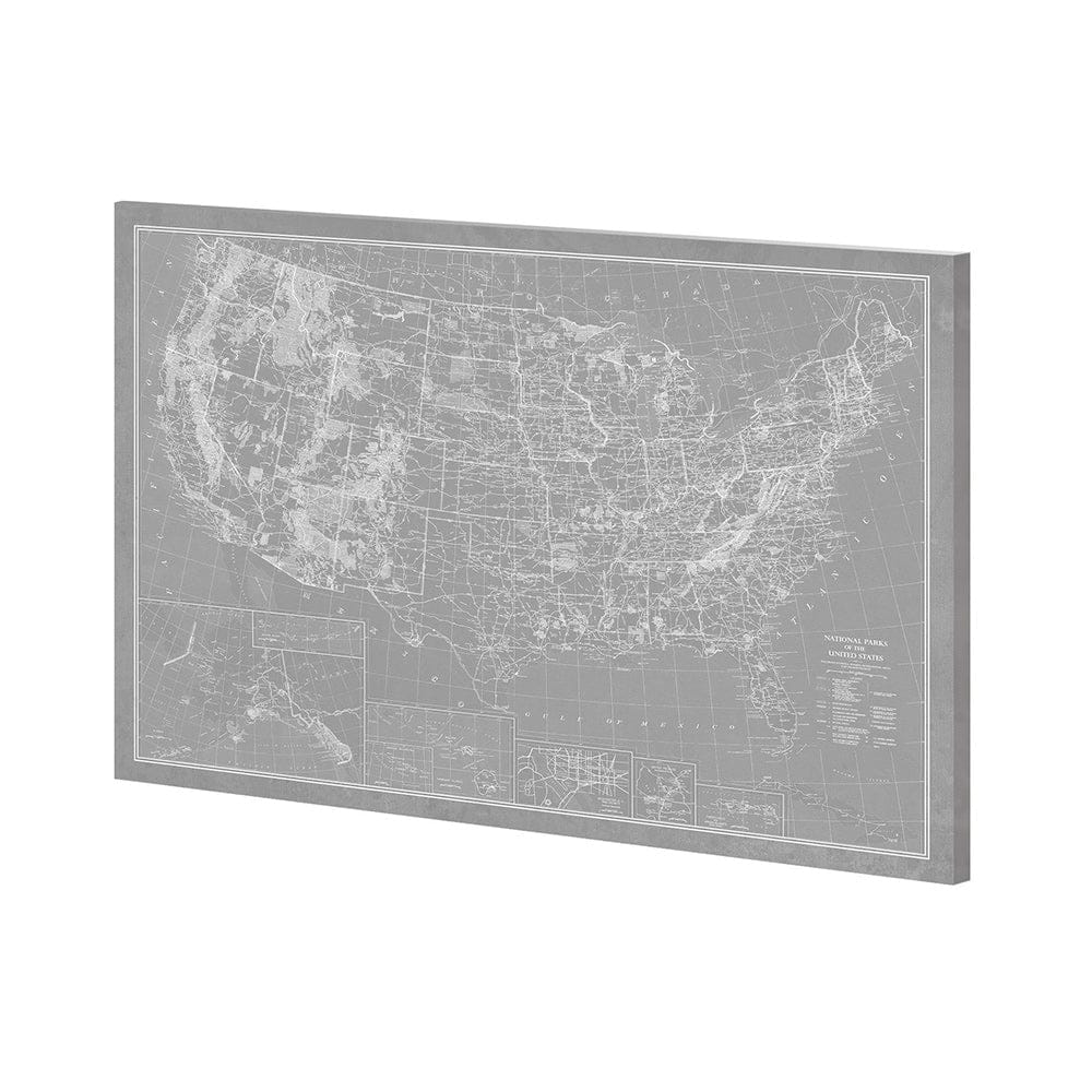 Mercana - Explorer - USA Map - Graphite by Vintage Collection a Hand Embellished Textured Canvas - 100904-L view 1