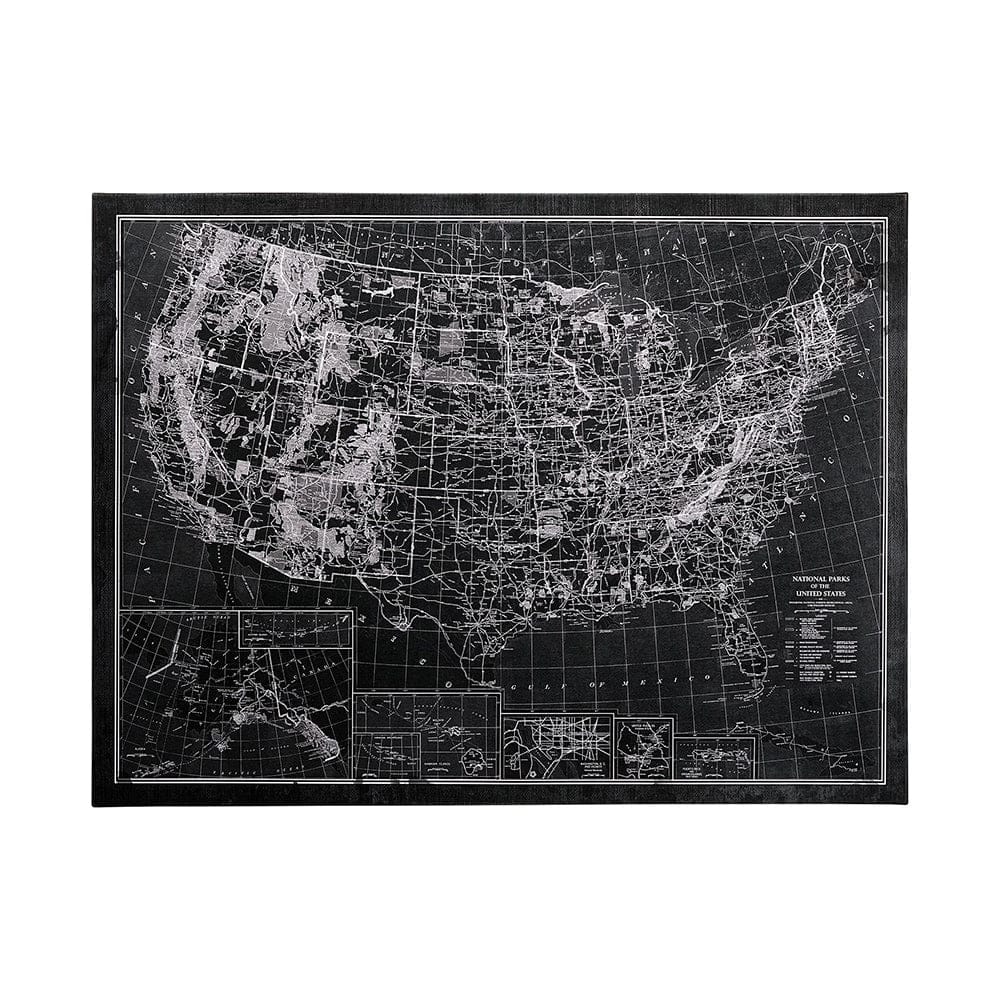 Mercana - Explorer USA Map Noir by Vintage Collection a Hand Embellished Textured Canvas - 101572-L view 1