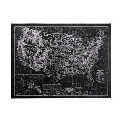 Mercana - Explorer USA Map Noir by Vintage Collection a Hand Embellished Textured Canvas - 101572-L view 1