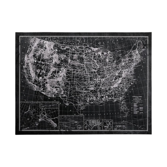 Mercana - Explorer USA Map Noir by Vintage Collection a Hand Embellished Textured Canvas - 101572-L view 1