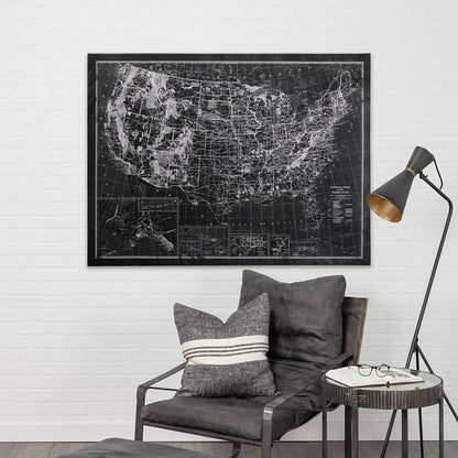 Mercana - Explorer USA Map Noir by Vintage Collection a Hand Embellished Textured Canvas - 101572-L view 2