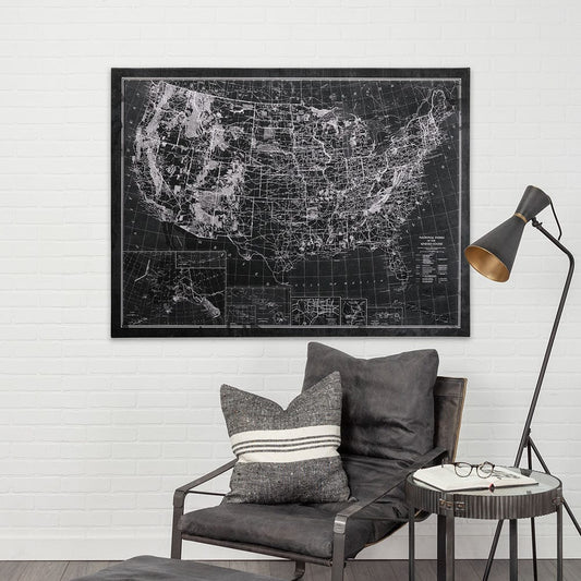 Mercana - Explorer USA Map Noir by Vintage Collection a Hand Embellished Textured Canvas - 101572-L view 2