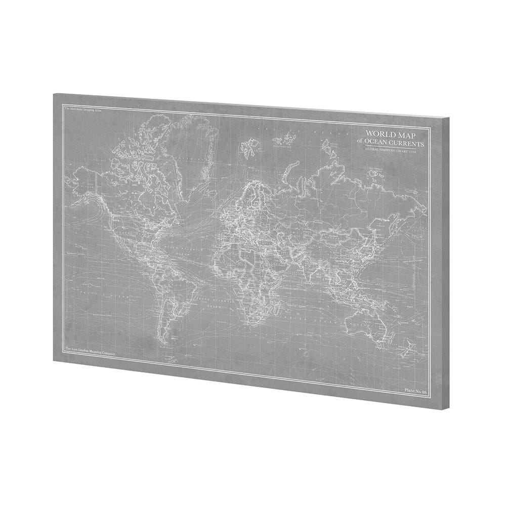 Mercana - Explorer - World Map - Graphite by Vintage Collection a Hand Embellished Textured Canvas - 100905-L view 1