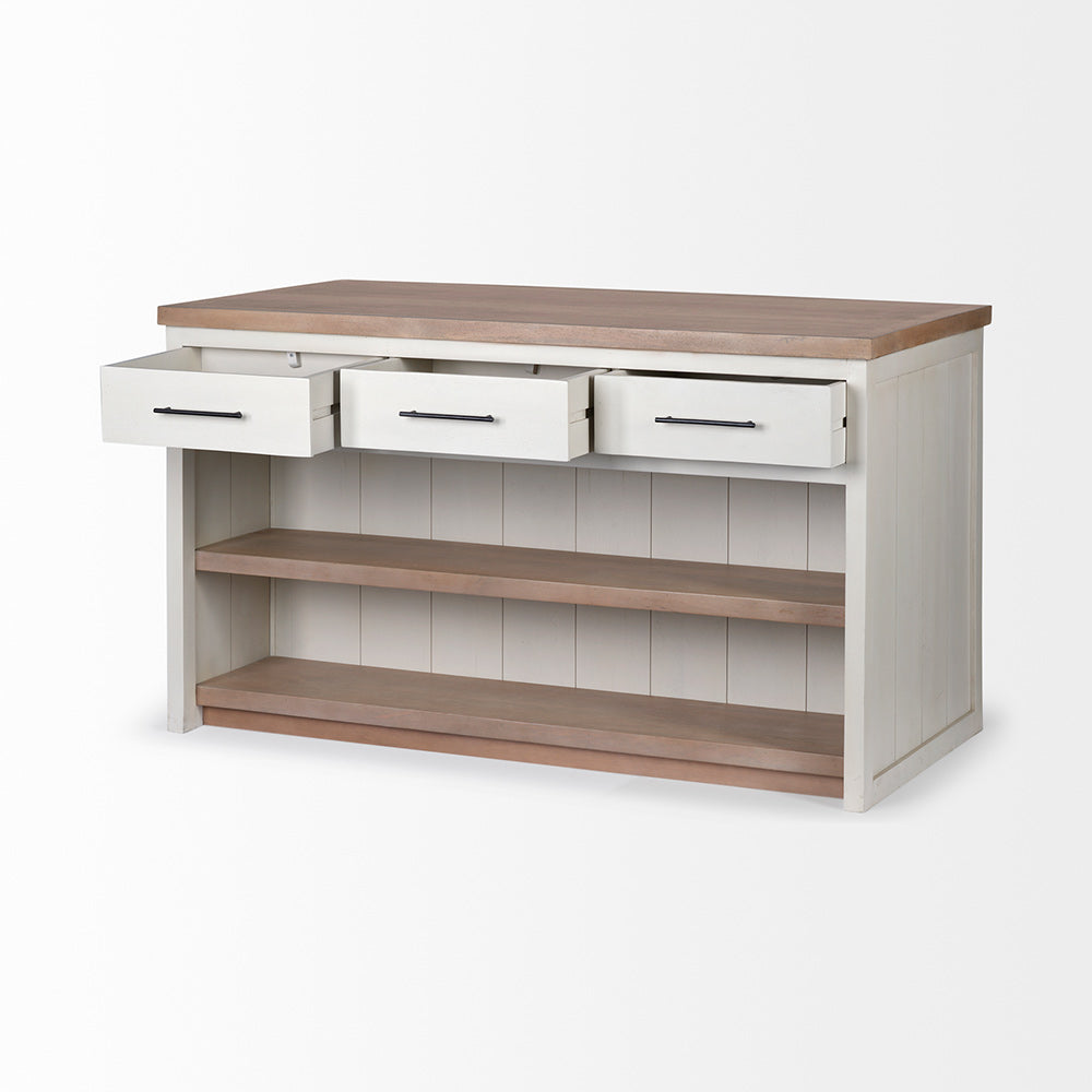 Mercana - Fairview II White and Brown Two-Tone Stain Solid Wood Kitchen Island - 68479 view 3