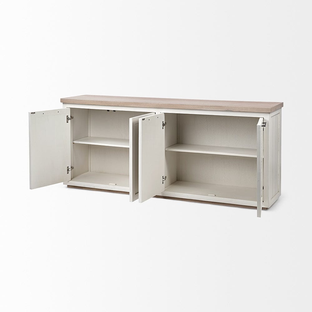 Mercana - Fairview III Solid Wood Brown Top & White Frame 4 Cabinet Door Sideboard - 68480 view 2