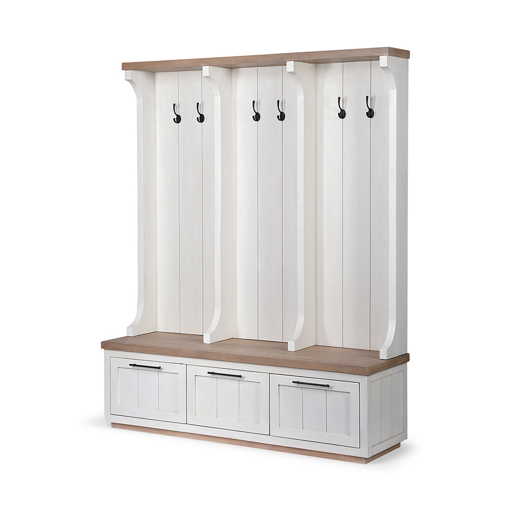 Mercana - Fairview IV 61L x 17W White And Brown Wood With Storage Hall Tree - 68477-AB view 1