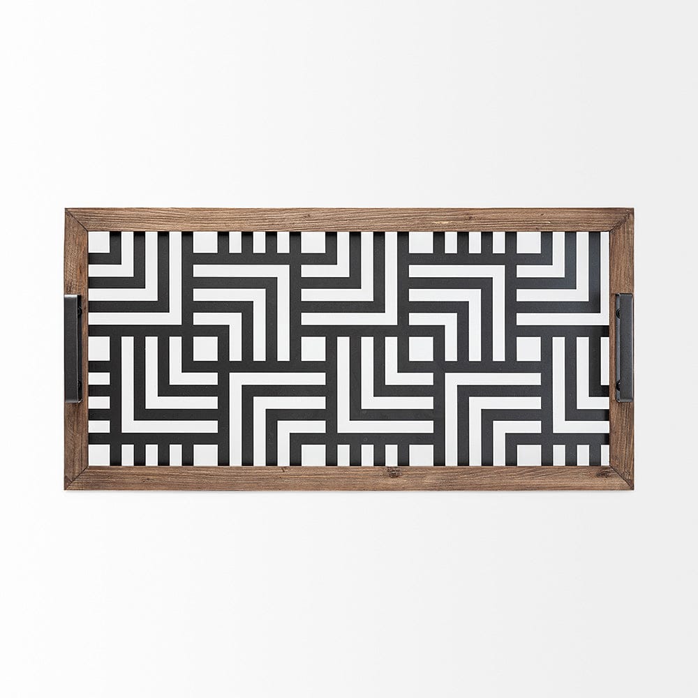 Mercana - Fantuz 32L x 16W Gray Metal, Wood and Glass Serving Tray - 68295 view 3