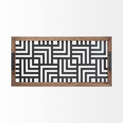 Mercana - Fantuz 32L x 16W Gray Metal, Wood and Glass Serving Tray - 68295 view 3