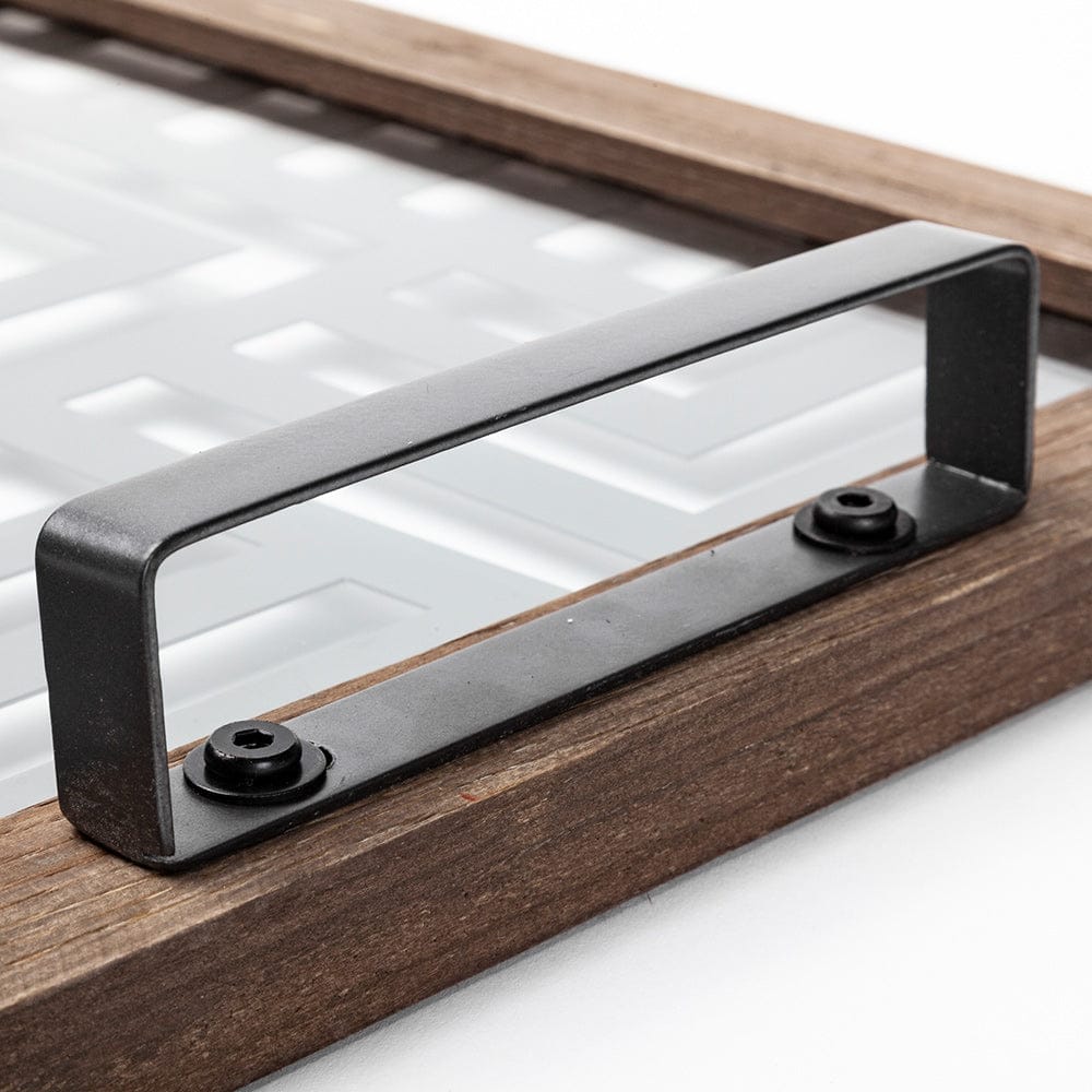 Mercana - Fantuz 32L x 16W Gray Metal, Wood and Glass Serving Tray - 68295 view 5
