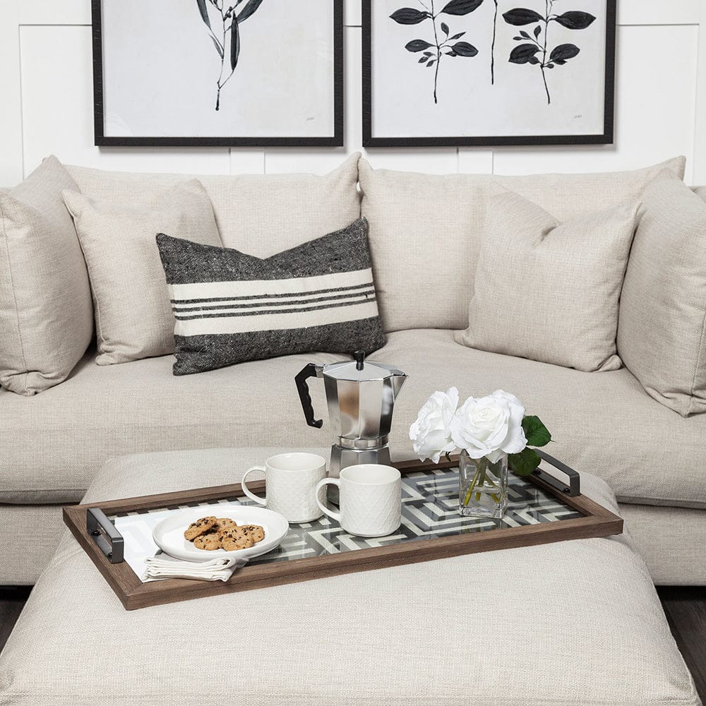 Mercana - Fantuz 32L x 16W Gray Metal, Wood and Glass Serving Tray - 68295 view 7