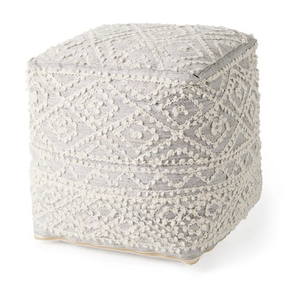 Mercana - Farida 6.0L x 16.0W x 16.0H Light Gray Wool and Polyester Patterned Pouf - 69522 view 1