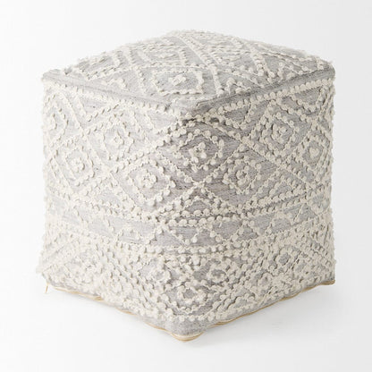 Mercana - Farida 6.0L x 16.0W x 16.0H Light Gray Wool and Polyester Patterned Pouf - 69522 view 3