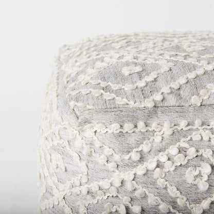 Mercana - Farida 6.0L x 16.0W x 16.0H Light Gray Wool and Polyester Patterned Pouf - 69522 view 5