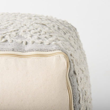 Mercana - Farida 6.0L x 16.0W x 16.0H Light Gray Wool and Polyester Patterned Pouf - 69522 view 9
