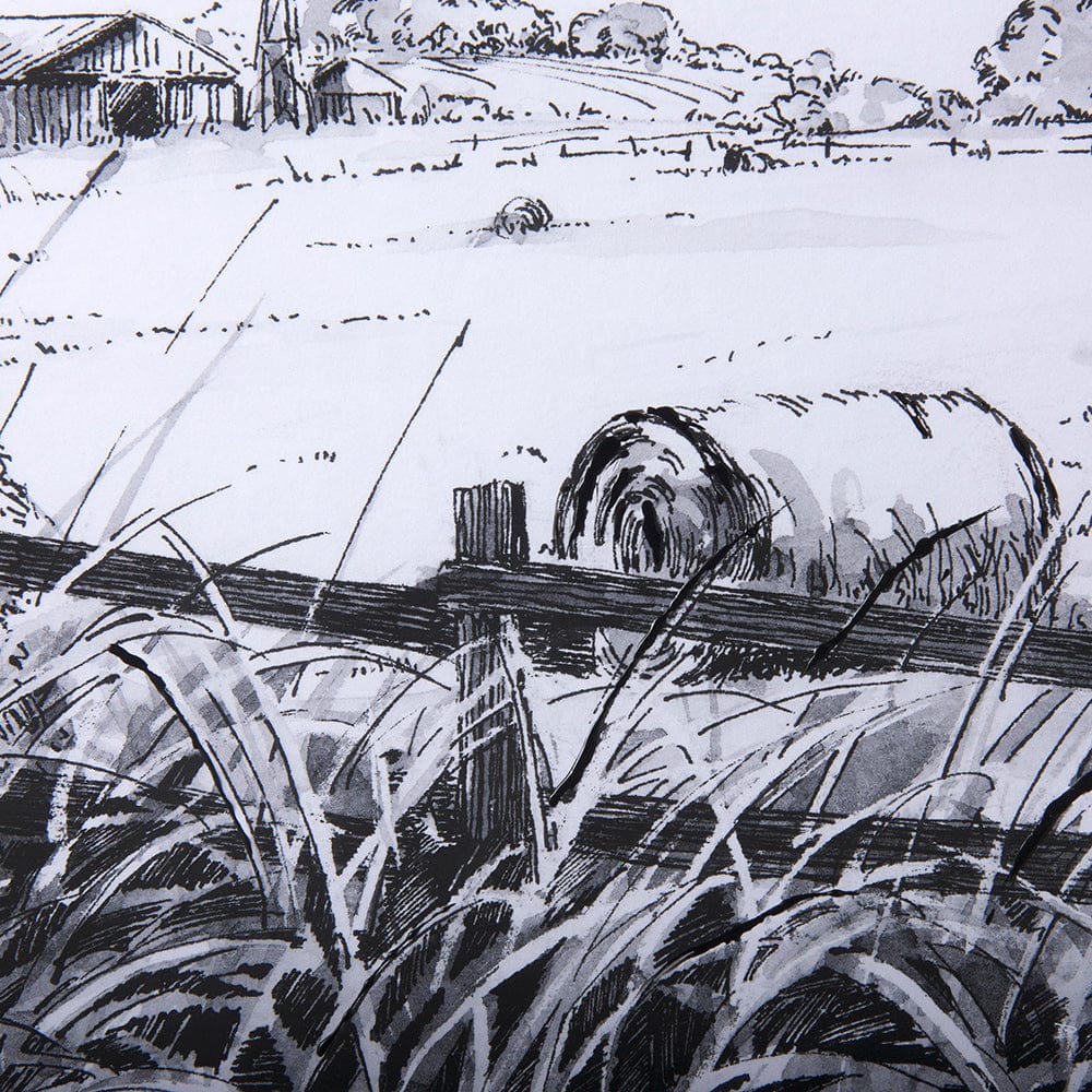 Mercana - Farm View I by Mercana Studio a Hand Embellished Textured Framed Art Print Matted under Glass - 14086 view 6