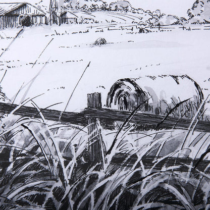 Mercana - Farm View I by Mercana Studio a Hand Embellished Textured Framed Art Print Matted under Glass - 14086 view 6