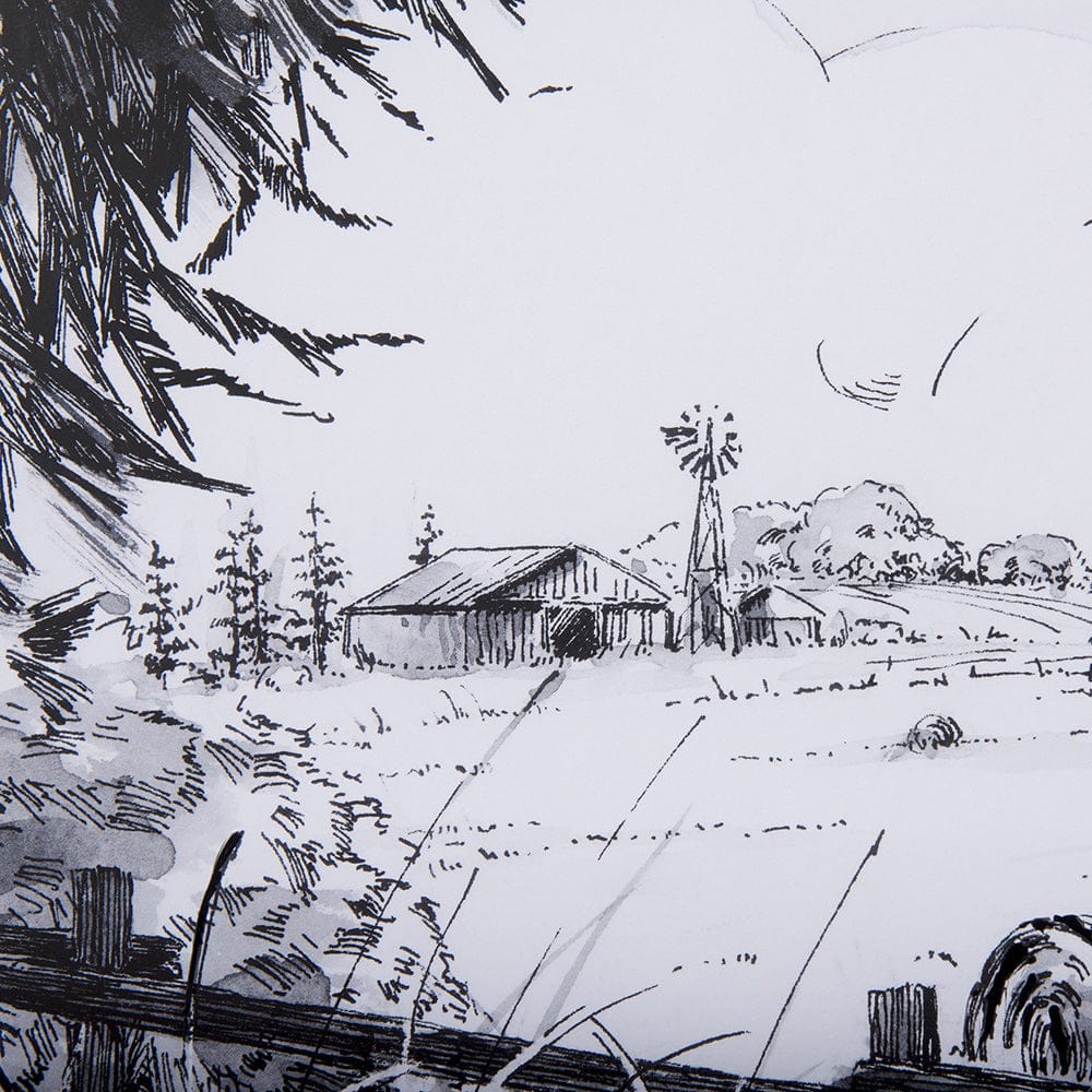 Mercana - Farm View I by Mercana Studio a Hand Embellished Textured Framed Art Print Matted under Glass - 14086 view 7