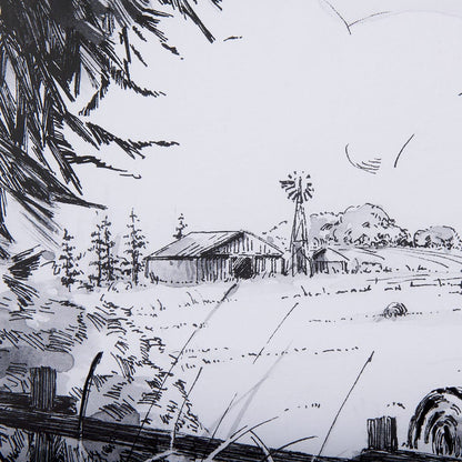 Mercana - Farm View I by Mercana Studio a Hand Embellished Textured Framed Art Print Matted under Glass - 14086 view 7
