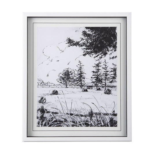 Mercana - Farm View II by Mercana Studio a Hand Embellished Textured Framed Art Print Matted under Glass - 14087 view 1