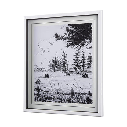 Mercana - Farm View II by Mercana Studio a Hand Embellished Textured Framed Art Print Matted under Glass - 14087 view 2
