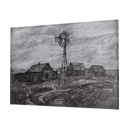 Mercana - Farm view sketch I by Mercana Studio a Hand Embellished Textured Canvas - 102359-S view 2