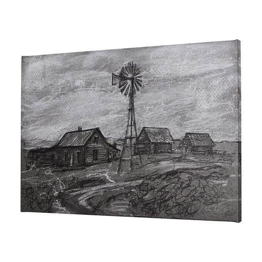 Mercana - Farm view sketch I by Mercana Studio a Hand Embellished Textured Canvas - 102359-S view 2