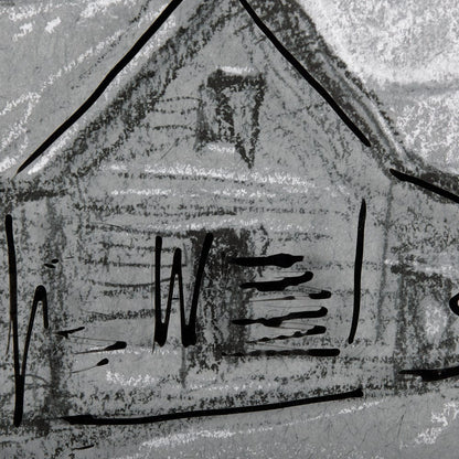 Mercana - Farm view sketch I by Mercana Studio a Hand Embellished Textured Framed Art Print Matted under Glass - 14531 view 6
