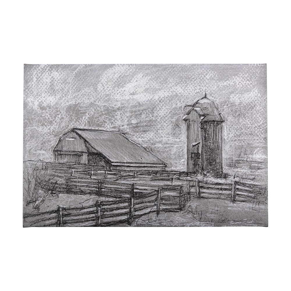 Mercana - Farm view sketch II by Mercana Studio a Hand Embellished Textured Canvas - 102360-L view 1