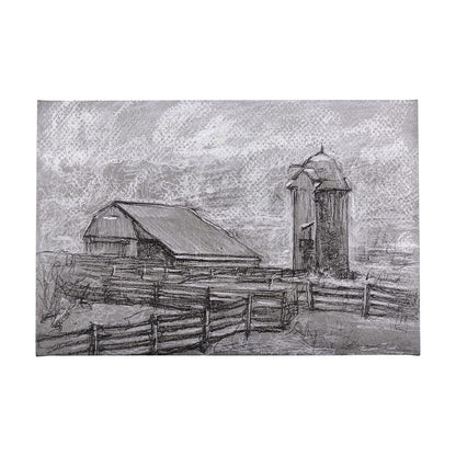 Mercana - Farm view sketch II by Mercana Studio a Hand Embellished Textured Canvas - 102360-L view 1