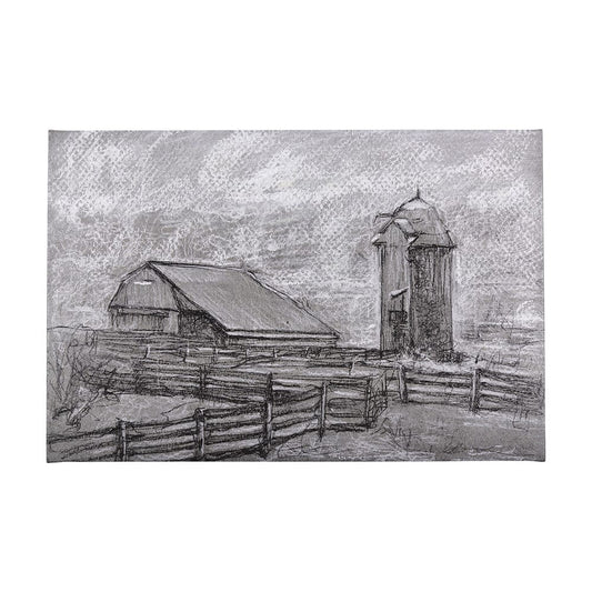 Mercana - Farm view sketch II by Mercana Studio a Hand Embellished Textured Canvas - 102360-L view 1