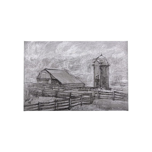 Mercana - Farm view sketch II by Mercana Studio a Hand Embellished Textured Canvas - 102360-S view 1