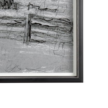 Mercana - Farm view sketch II by Mercana Studio Hand Embellished Textured Framed Art Print Matted under Glass - 14532 view 3