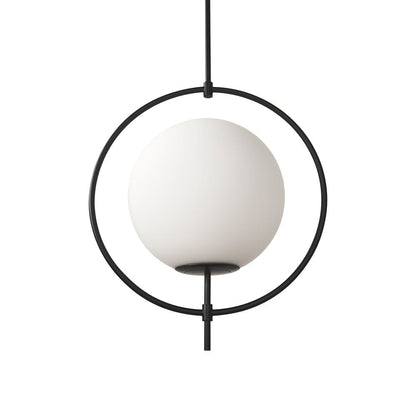 Mercana - Farrah Frosted Glass Globe set in Matte Black Metal Pendant Ceiling Light - 70199_CLOSEOUT view 1