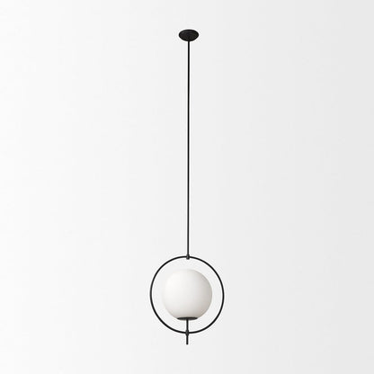 Mercana - Farrah Frosted Glass Globe set in Matte Black Metal Pendant Ceiling Light - 70199_CLOSEOUT view 2