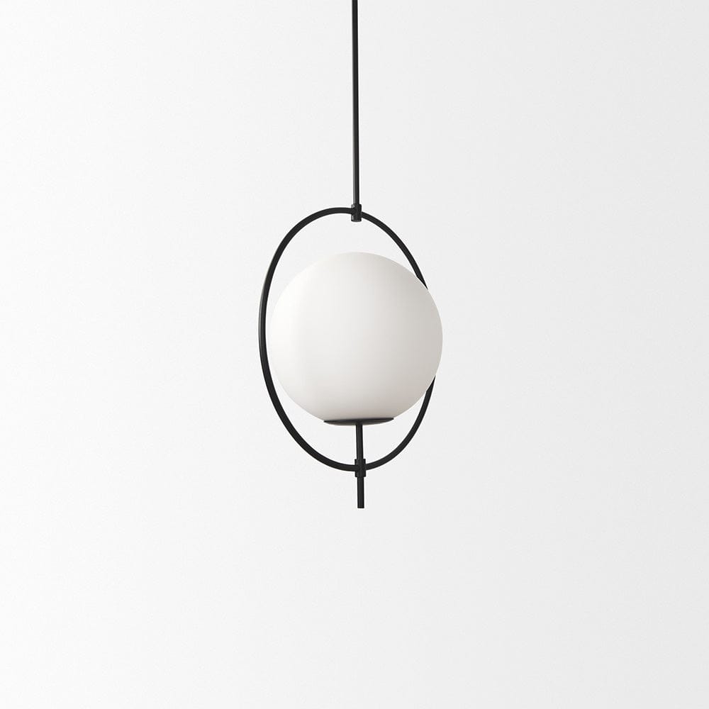 Mercana - Farrah Frosted Glass Globe set in Matte Black Metal Pendant Ceiling Light - 70199_CLOSEOUT view 3