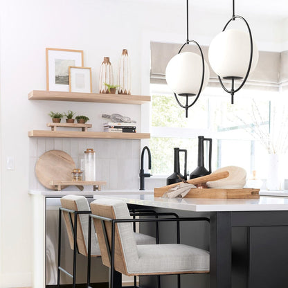 Mercana - Farrah Frosted Glass Globe set in Matte Black Metal Pendant Ceiling Light - 70199_CLOSEOUT view 8