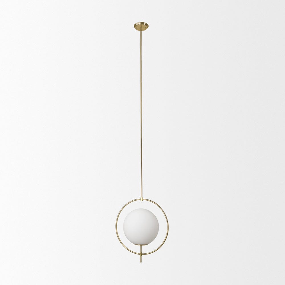 Mercana - Farrah Frosted Glass Globe w/ Gold Metal Pendant Light - 70198_CLOSEOUT view 2