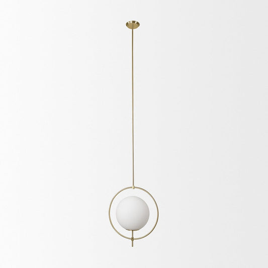 Mercana - Farrah Frosted Glass Globe w/ Gold Metal Pendant Light - 70198_CLOSEOUT view 2