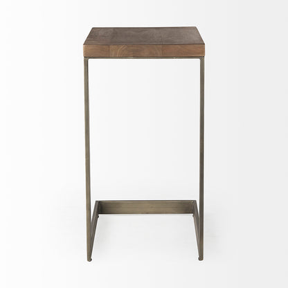 Mercana - Faye 14L x 18W x 26H Medium Brown Wood W/ Antique Nickel Finished Metal Base C Side Table - 69170 view 3