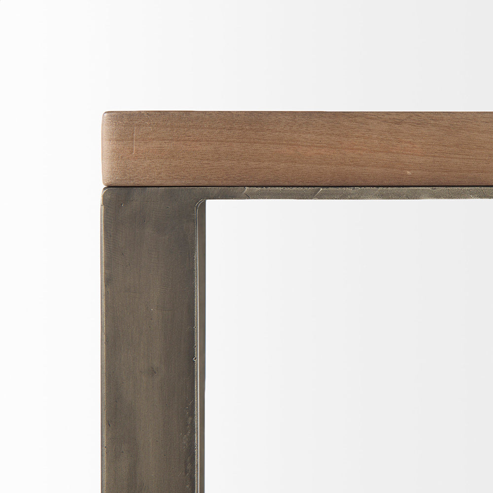 Mercana - Faye 14L x 18W x 26H Medium Brown Wood W/ Antique Nickel Finished Metal Base C Side Table - 69170 view 7