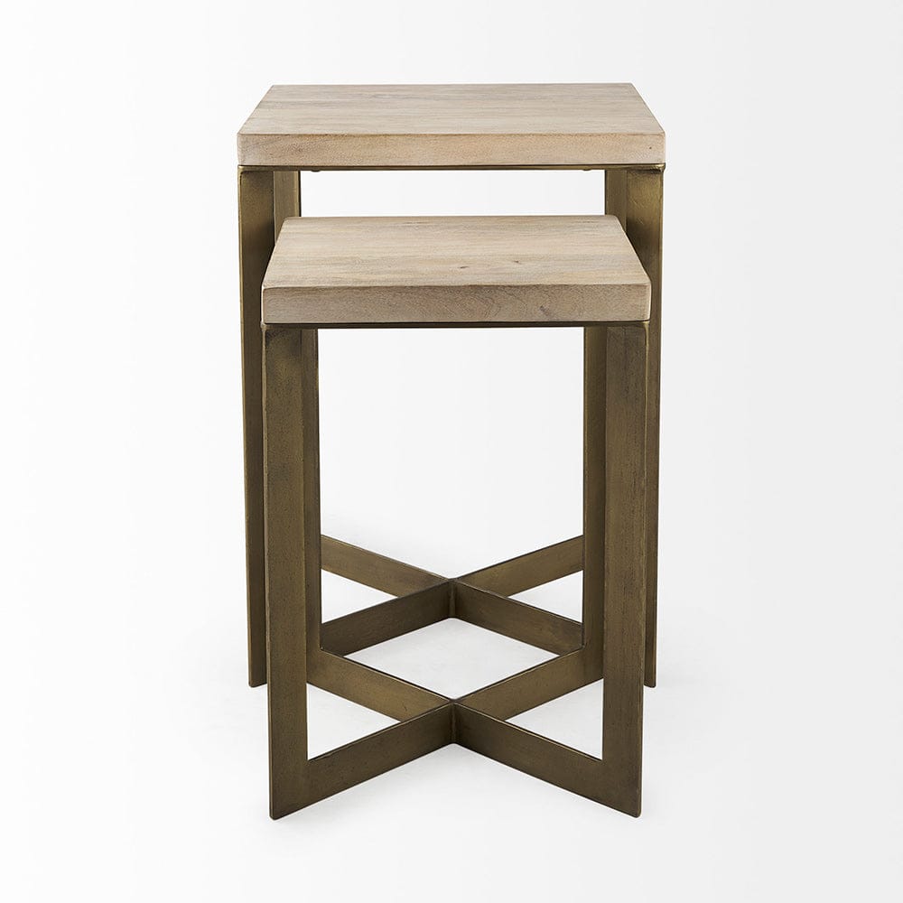 Mercana - Faye 19L x 19W x 26H Beige Finished Wood W/ Gold Metal Base Accent Tables (Set of 2) - 69179 view 2