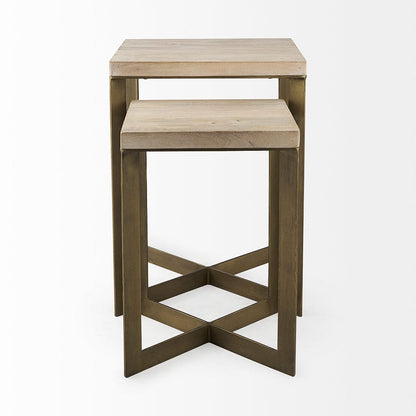 Mercana - Faye 19L x 19W x 26H Beige Finished Wood W/ Gold Metal Base Accent Tables (Set of 2) - 69179 view 2
