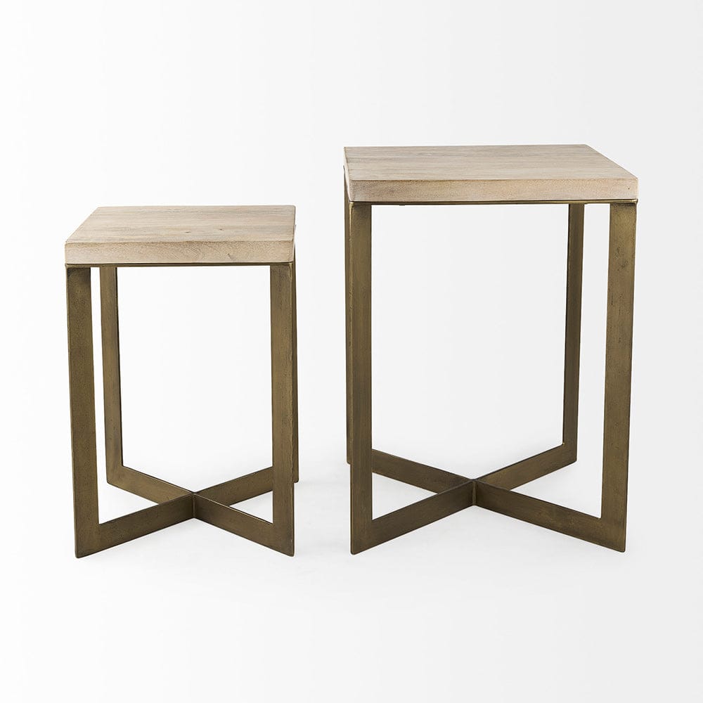 Mercana - Faye 19L x 19W x 26H Beige Finished Wood W/ Gold Metal Base Accent Tables (Set of 2) - 69179 view 4