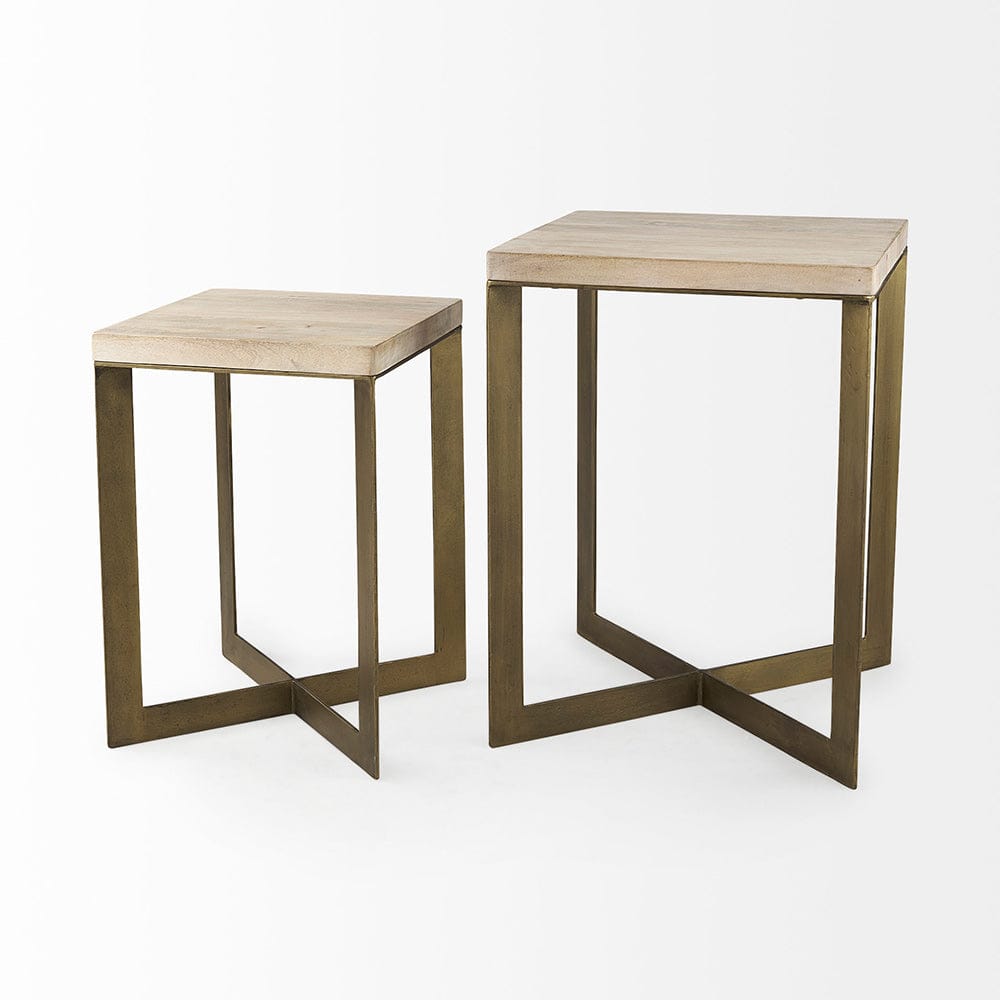 Mercana - Faye 19L x 19W x 26H Beige Finished Wood W/ Gold Metal Base Accent Tables (Set of 2) - 69179 view 5