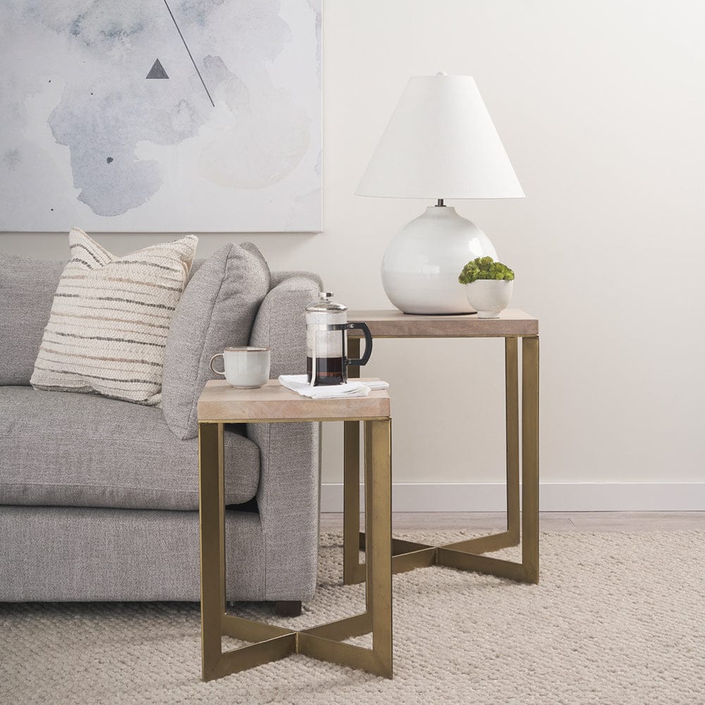 Mercana - Faye 19L x 19W x 26H Beige Finished Wood W/ Gold Metal Base Accent Tables (Set of 2) - 69179 view 10
