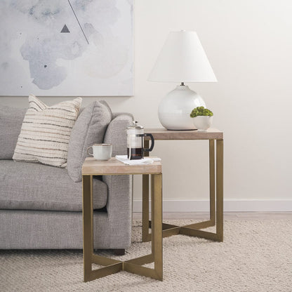 Mercana - Faye 19L x 19W x 26H Beige Finished Wood W/ Gold Metal Base Accent Tables (Set of 2) - 69179 view 10
