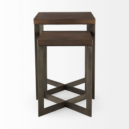 Mercana - Faye 19L x 19W x 26H Medium Brown Wood W/Metal Base Accent Tables (Set of 2) - 69178 view 2