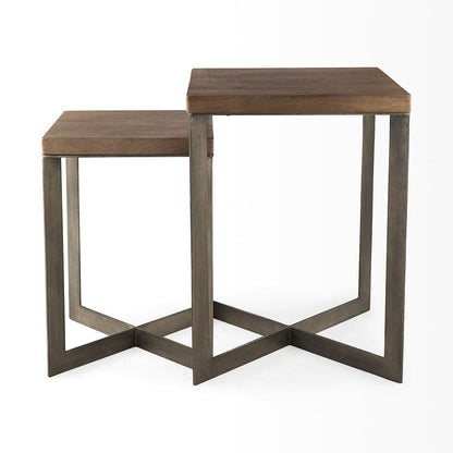 Mercana - Faye 19L x 19W x 26H Medium Brown Wood W/Metal Base Accent Tables (Set of 2) - 69178 view 3
