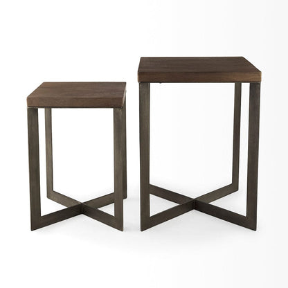 Mercana - Faye 19L x 19W x 26H Medium Brown Wood W/Metal Base Accent Tables (Set of 2) - 69178 view 4