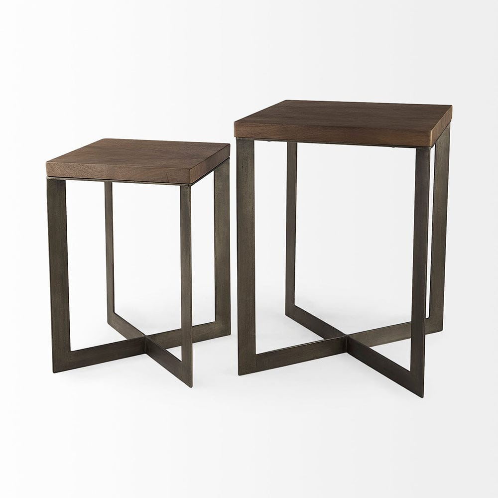 Mercana - Faye 19L x 19W x 26H Medium Brown Wood W/Metal Base Accent Tables (Set of 2) - 69178 view 5